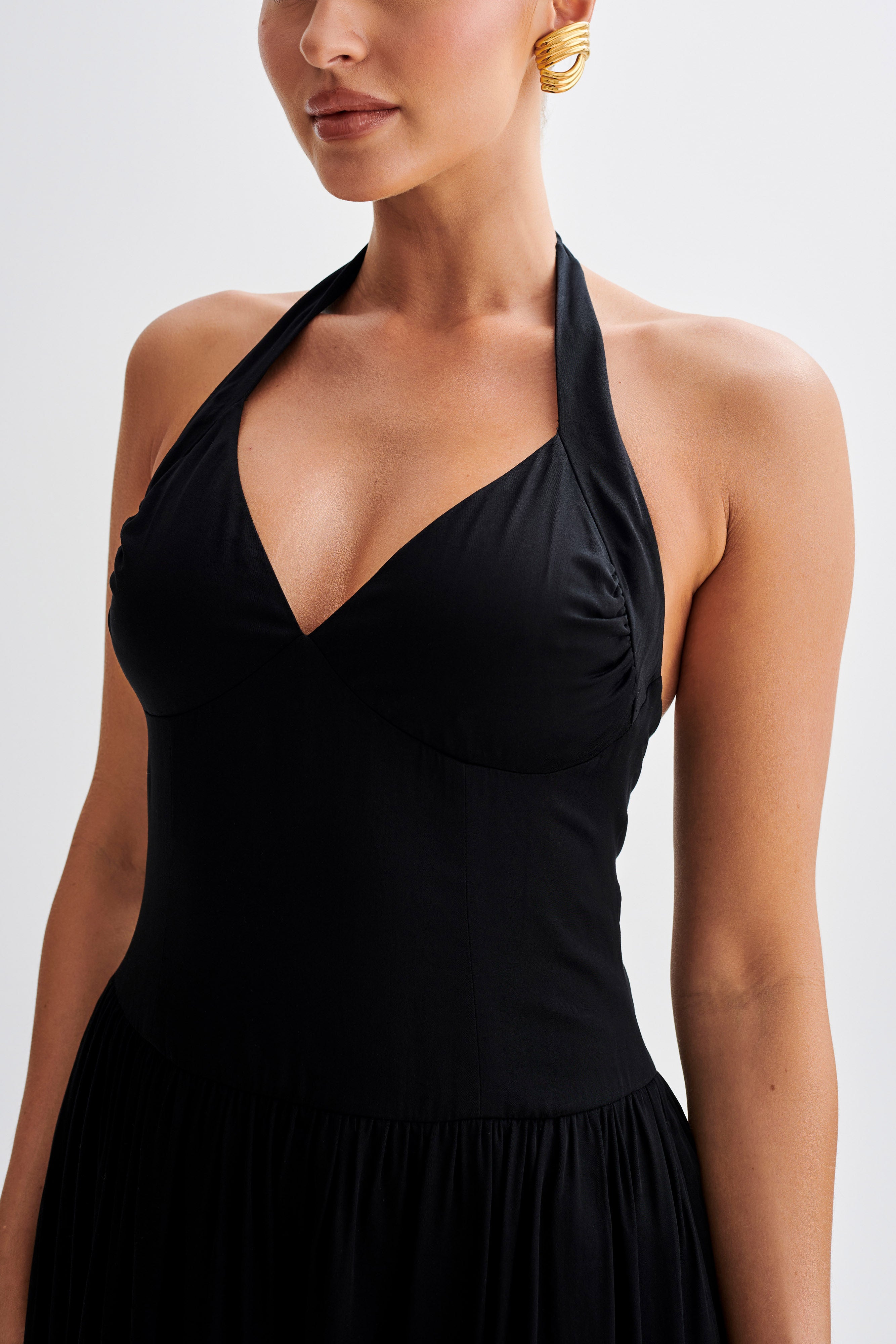 Harriette Halter Midi Dress - Black-My Chic Way.All Rights Reserved