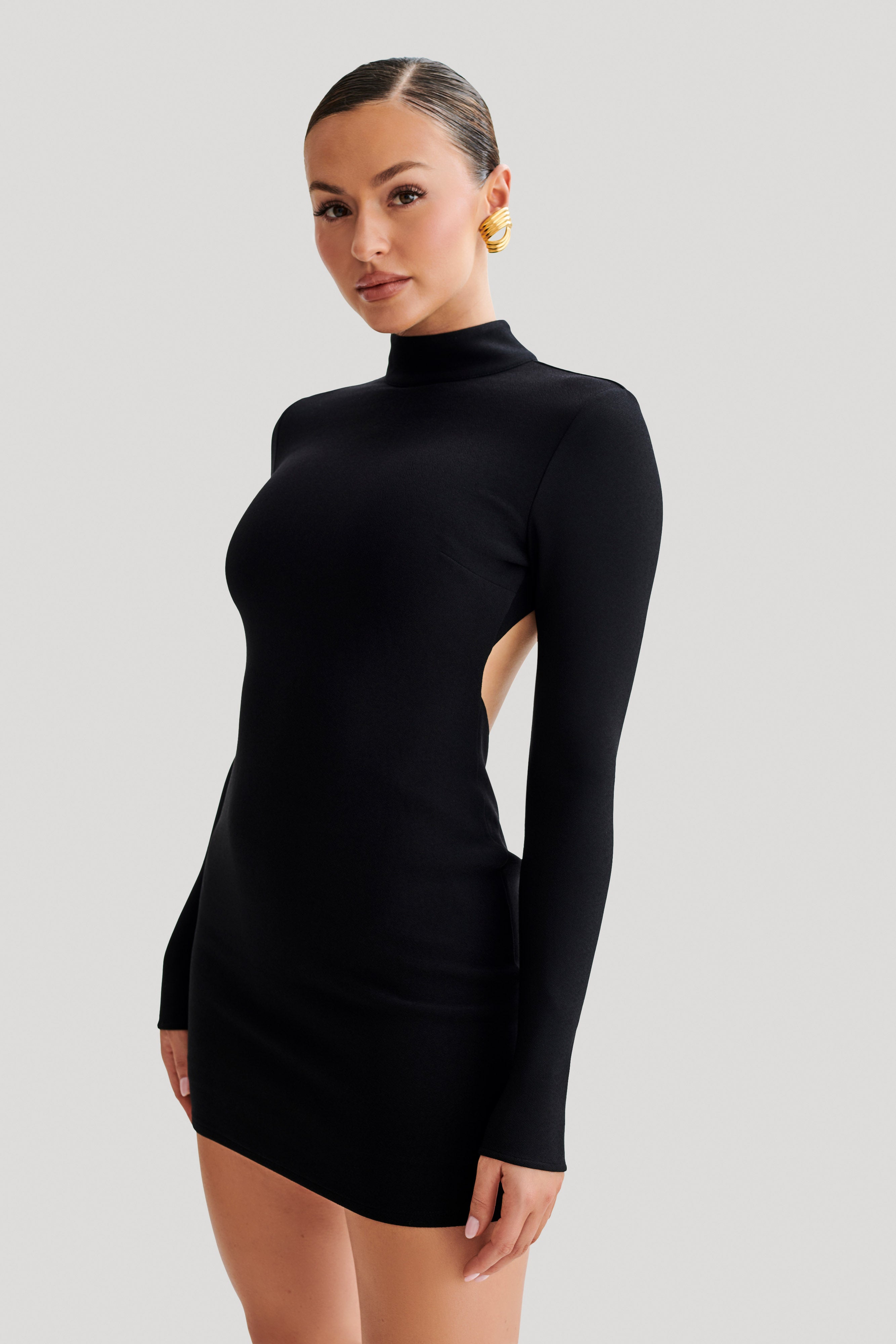 Agatha Crepe Pearl Mini Dress - Black-My Chic Way.All Rights Reserved