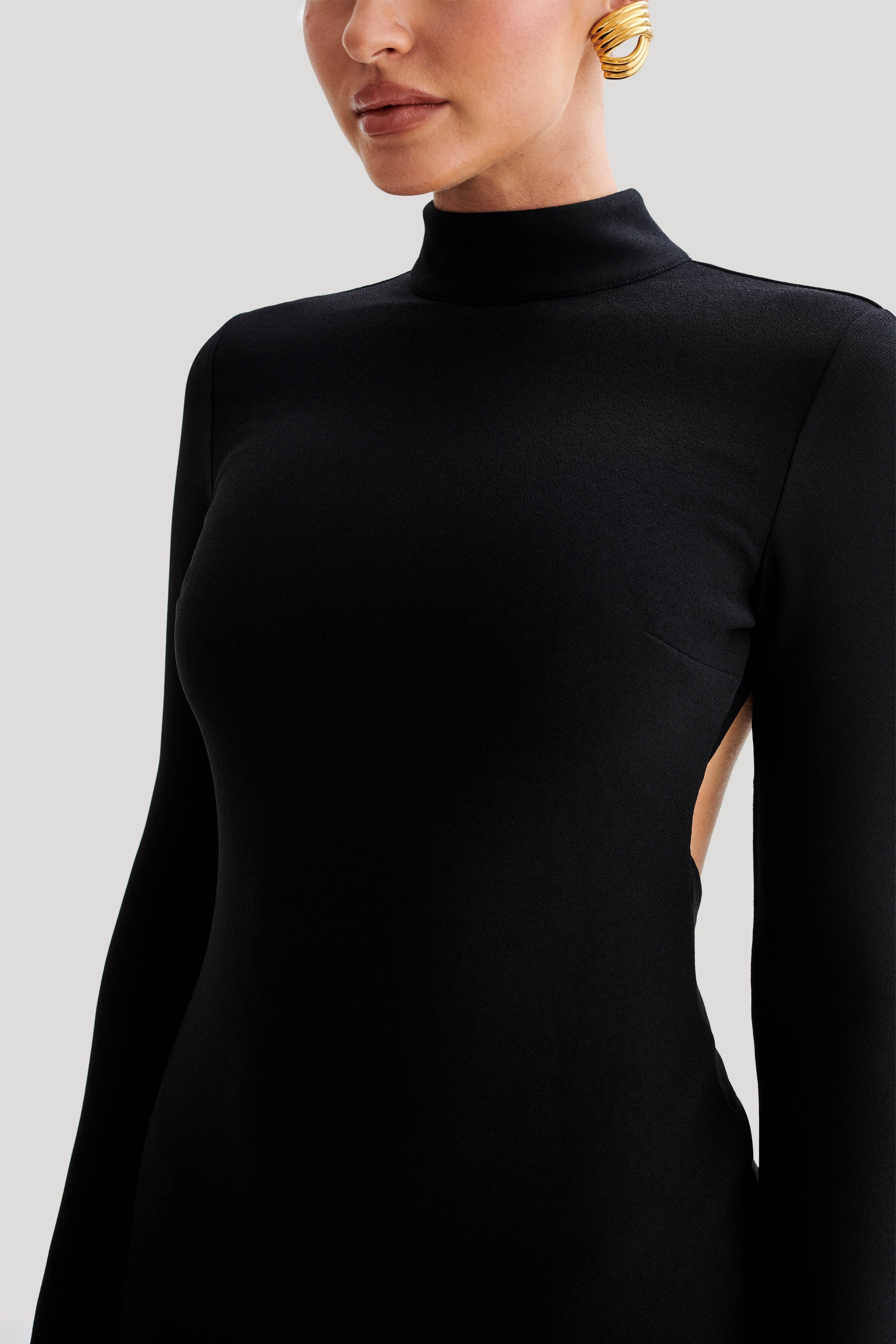 Agatha Crepe Pearl Mini Dress - Black-My Chic Way.All Rights Reserved
