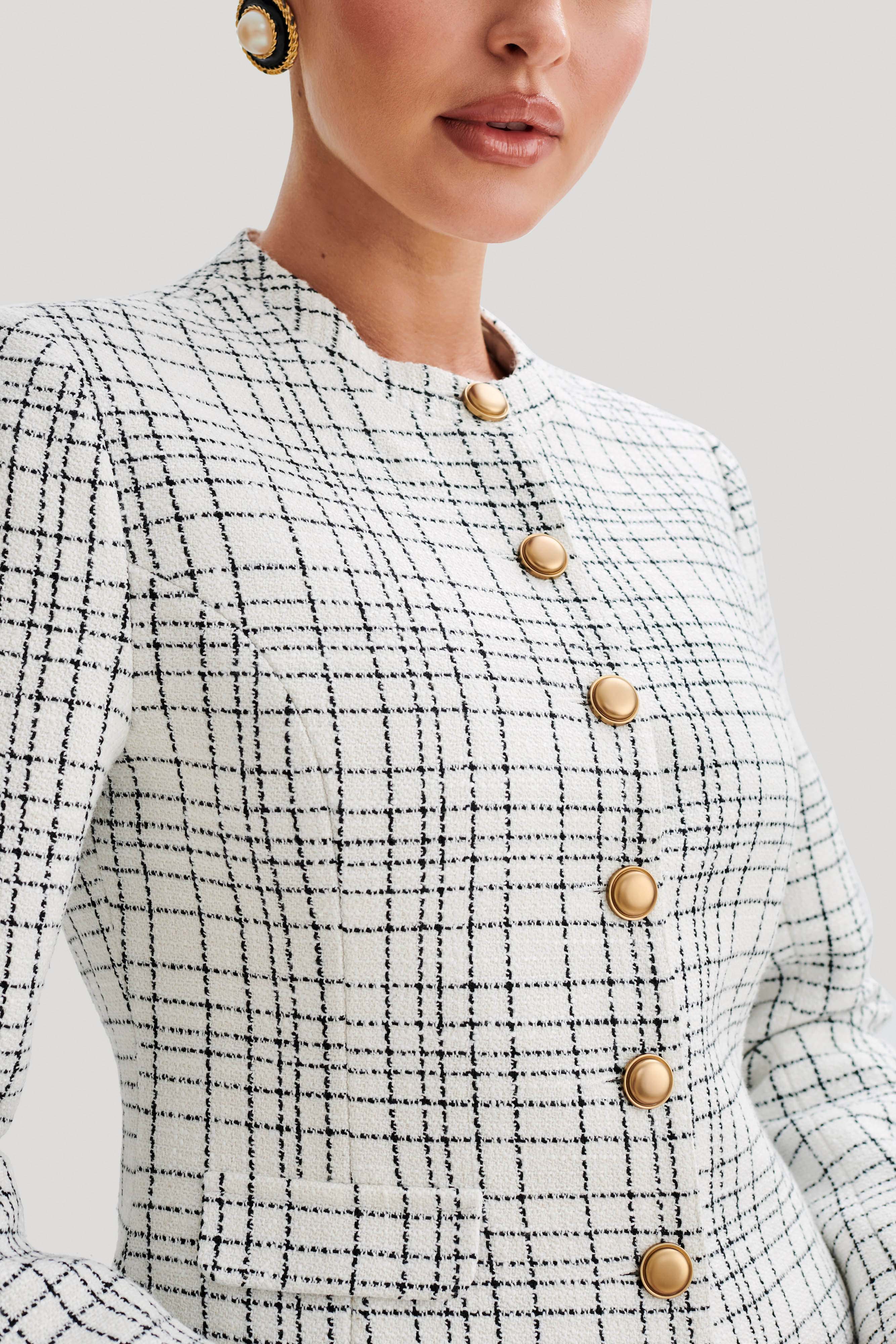 Priscilla Tweed Jacket - White-My Chic Way.All Rights Reserved