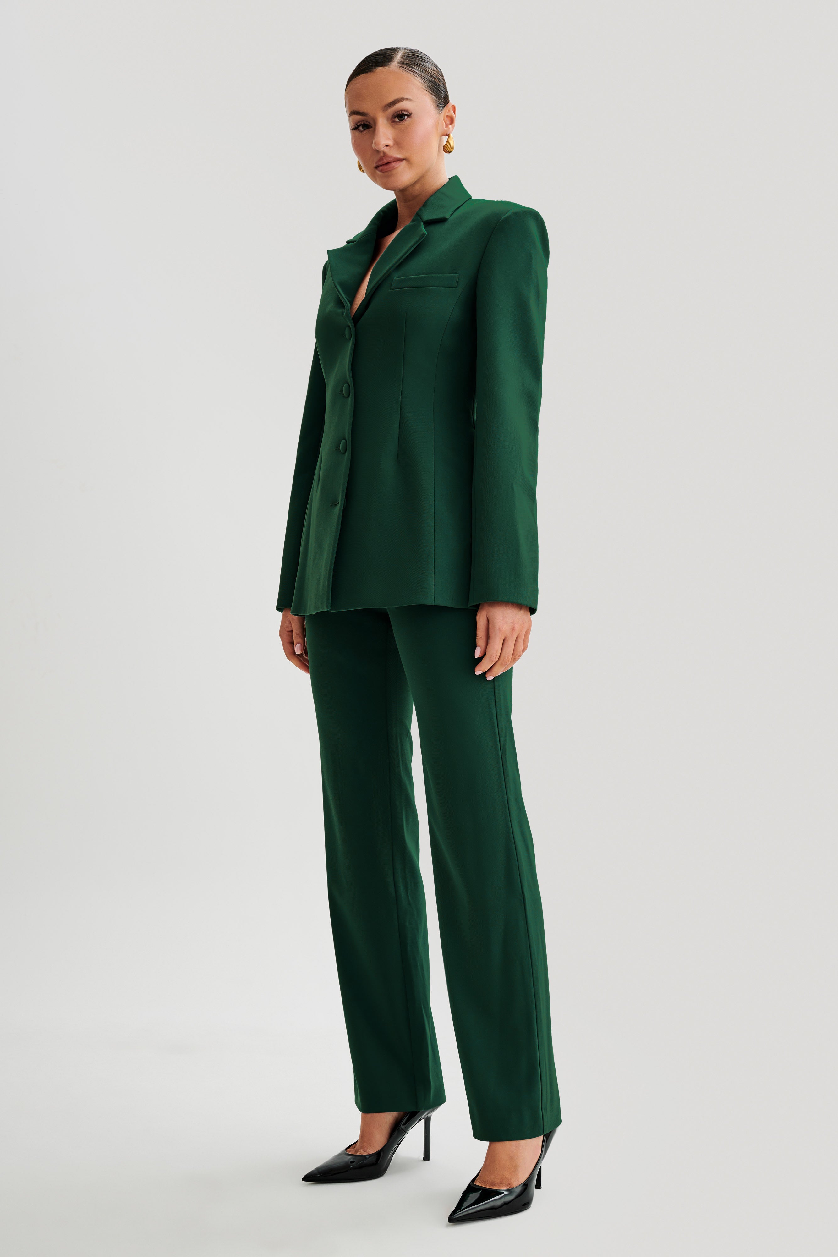 Greer Hourglass Suiting Blazer - Forest Green-My Chic Way.All Rights Reserved