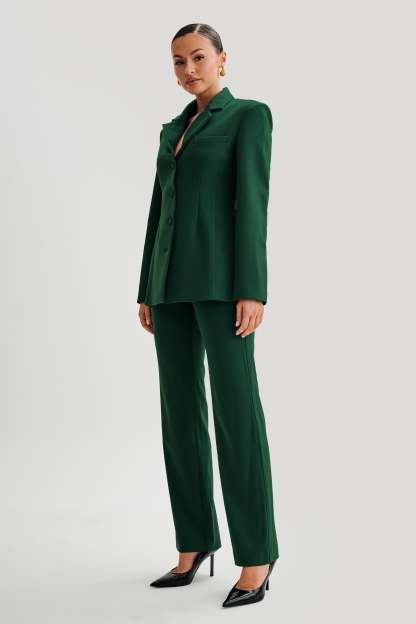 Greer Hourglass Suiting Blazer - Forest Green-My Chic Way.All Rights Reserved
