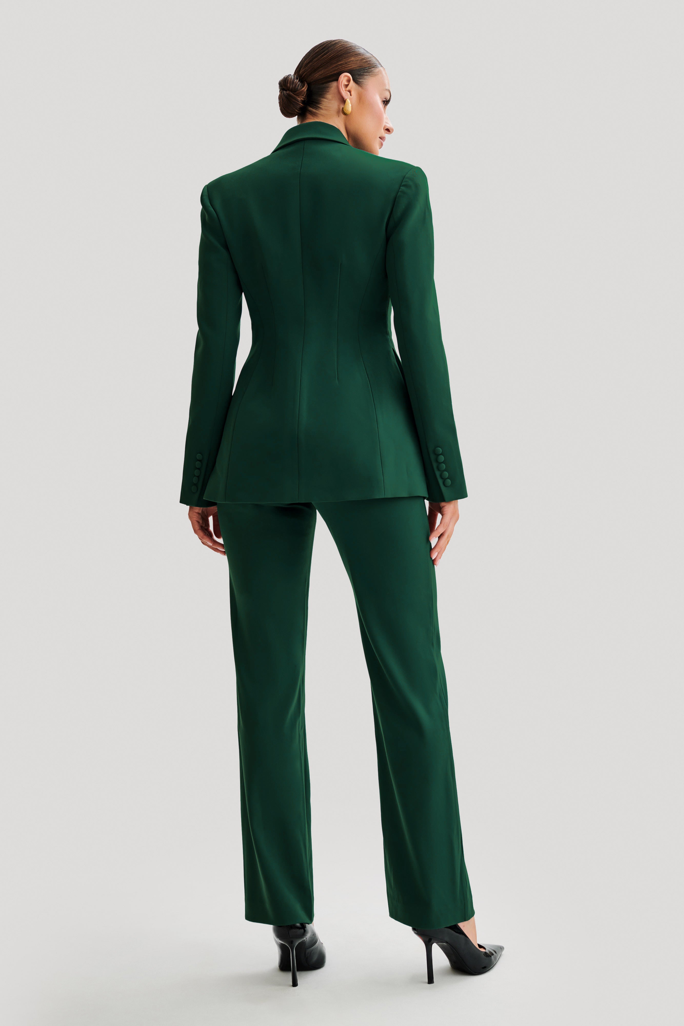 Greer Hourglass Suiting Blazer - Forest Green-My Chic Way.All Rights Reserved