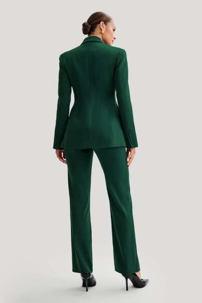Greer Hourglass Suiting Blazer - Forest Green-My Chic Way.All Rights Reserved