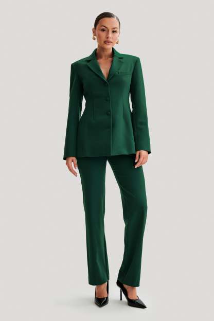 Greer Hourglass Suiting Blazer - Forest Green-My Chic Way.All Rights Reserved