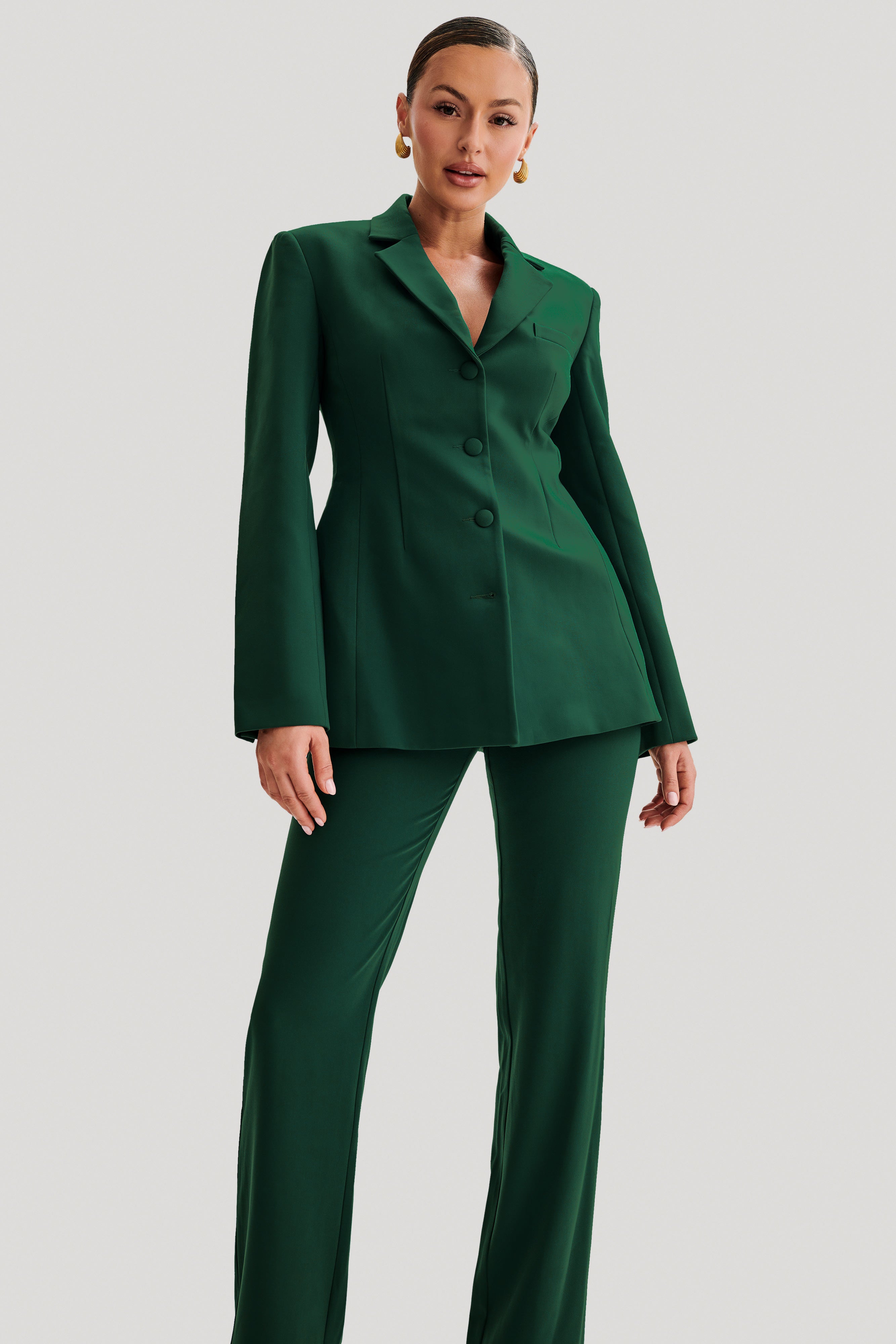 Greer Hourglass Suiting Blazer - Forest Green-My Chic Way.All Rights Reserved