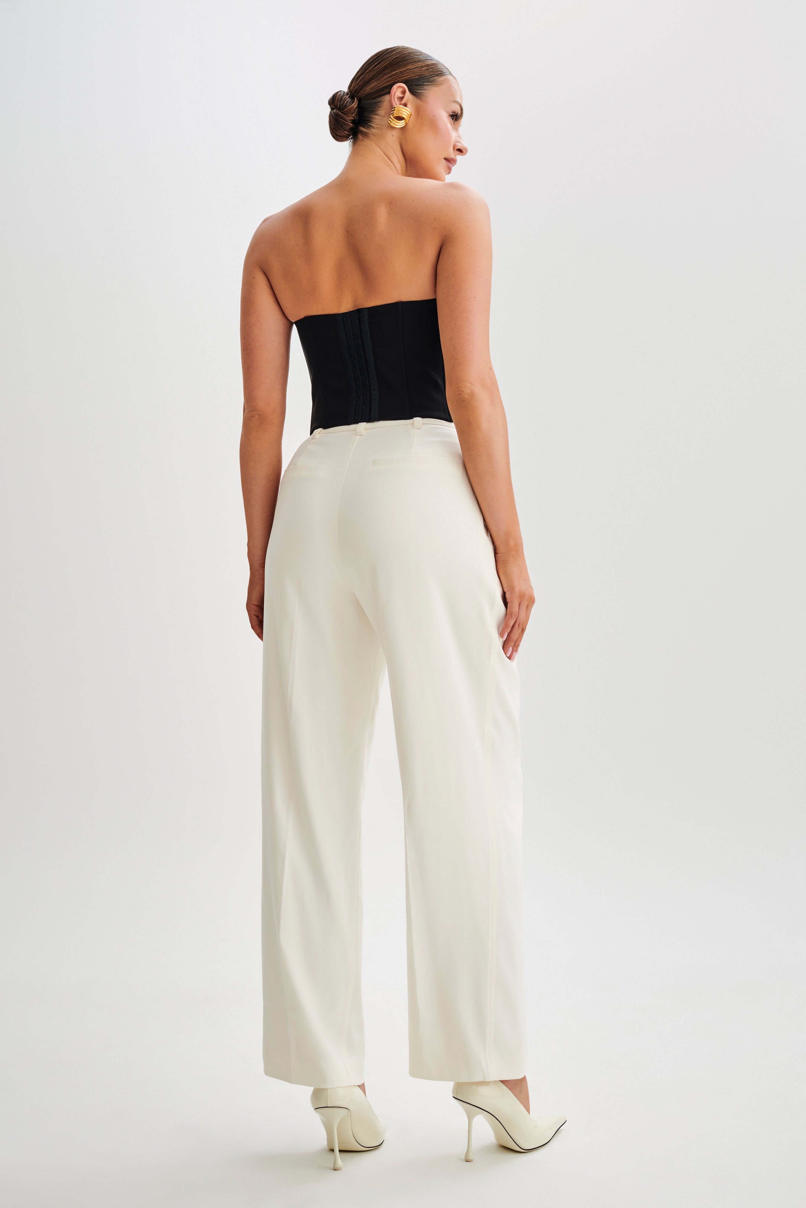Oceane Contrast Suiting Strapless Corset - Black-My Chic Way.All Rights Reserved