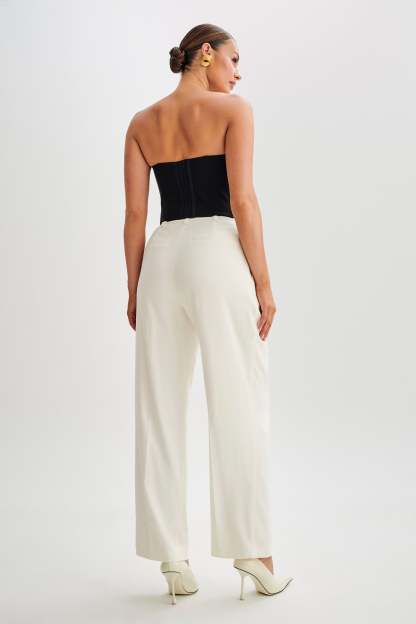 Oceane Contrast Suiting Strapless Corset - Black-My Chic Way.All Rights Reserved