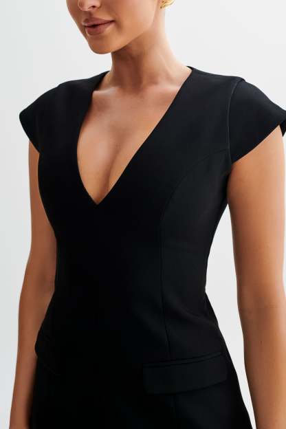 Kiernan Sleeveless Blazer Dress - Black-My Chic Way.All Rights Reserved