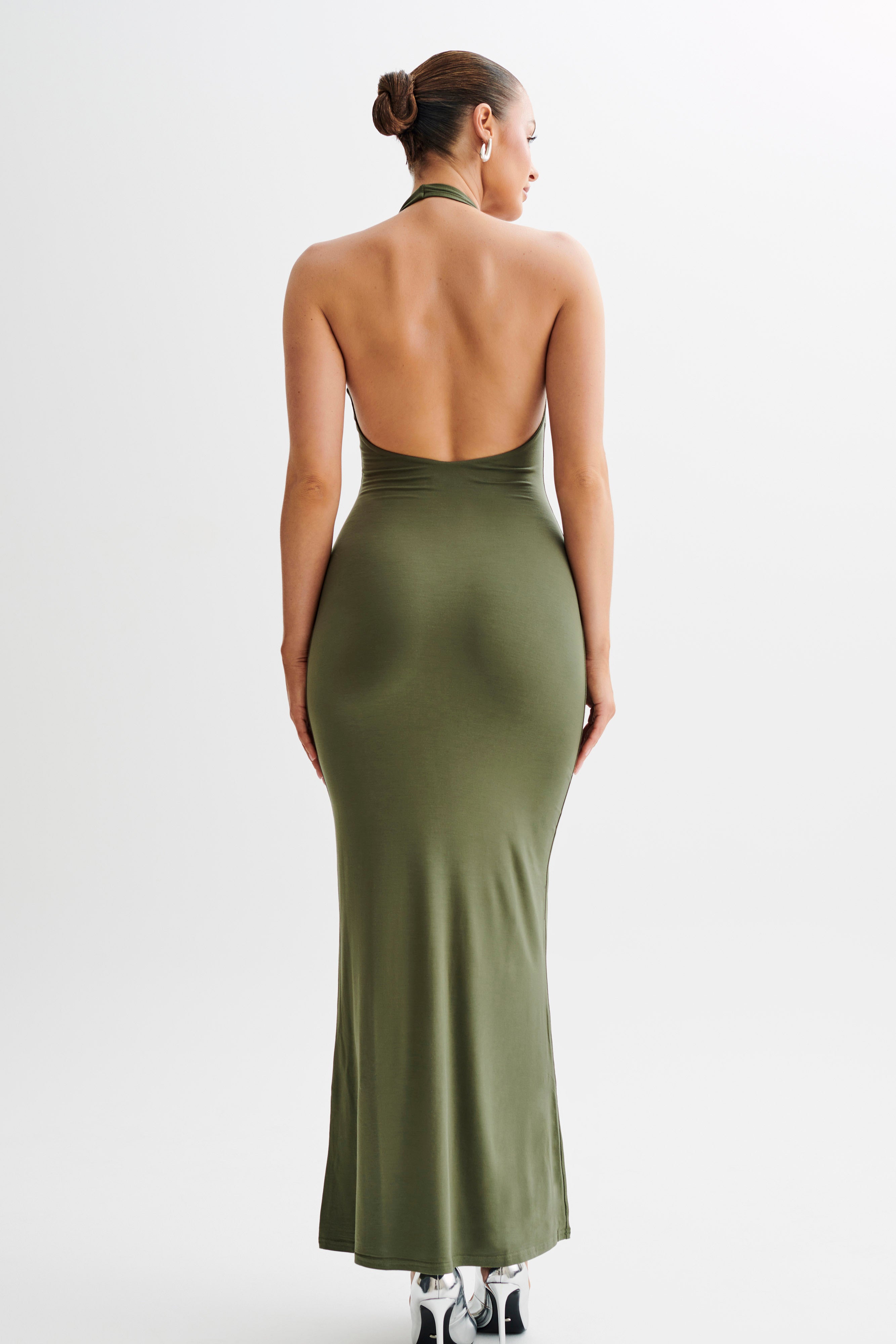 Jessica Modal Halter Maxi Dress - Military Olive-My Chic Way.All Rights Reserved