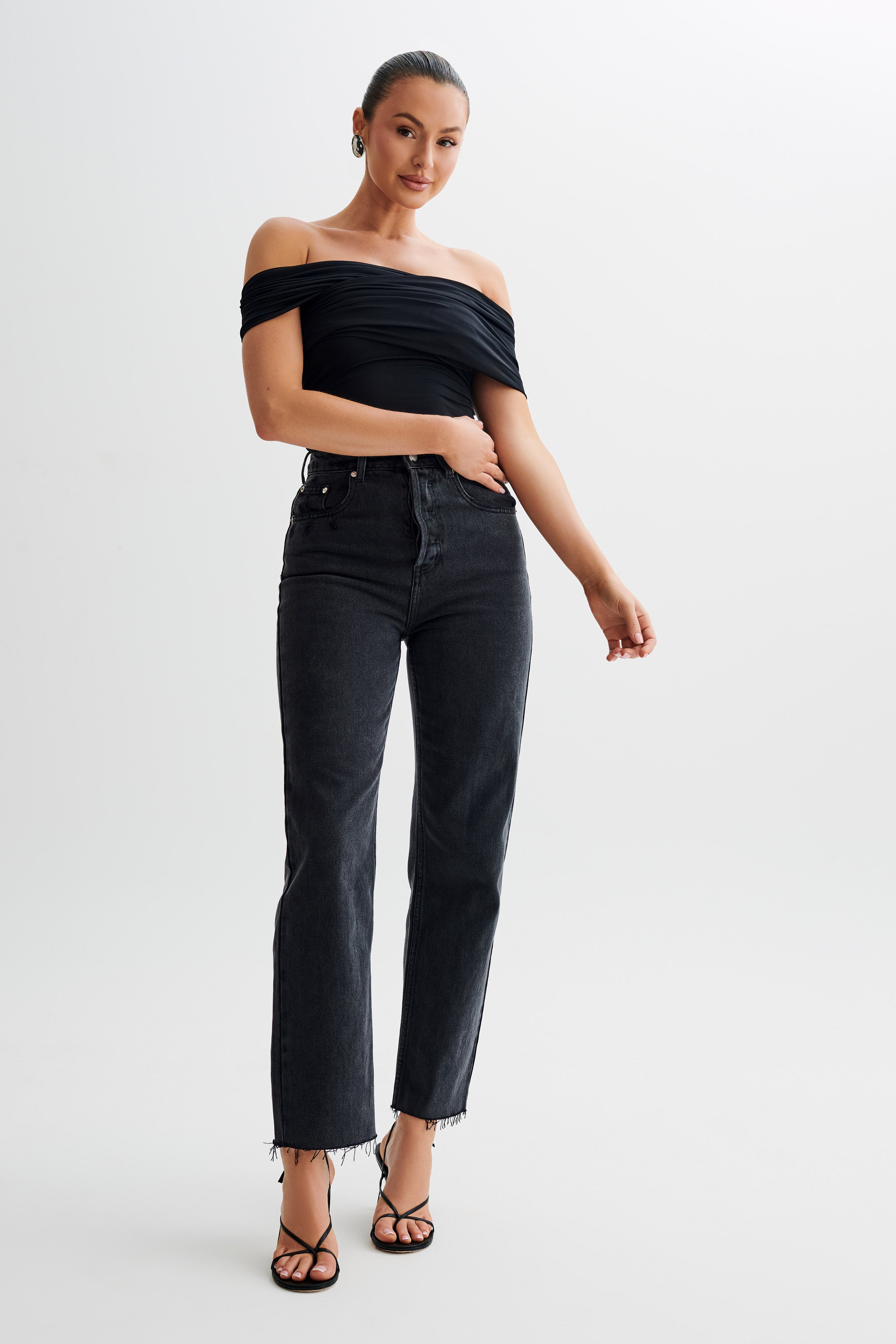 Lourdes Slinky Off Shoulder Top - Black-My Chic Way.All Rights Reserved