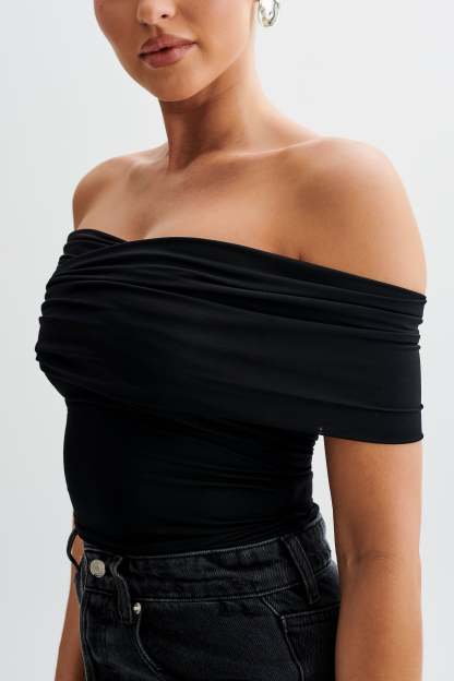 Lourdes Slinky Off Shoulder Top - Black-My Chic Way.All Rights Reserved
