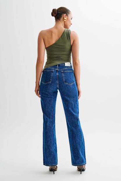 Sarah One Shoulder Modal Asymmetric Top - Military Olive-My Chic Way.All Rights Reserved