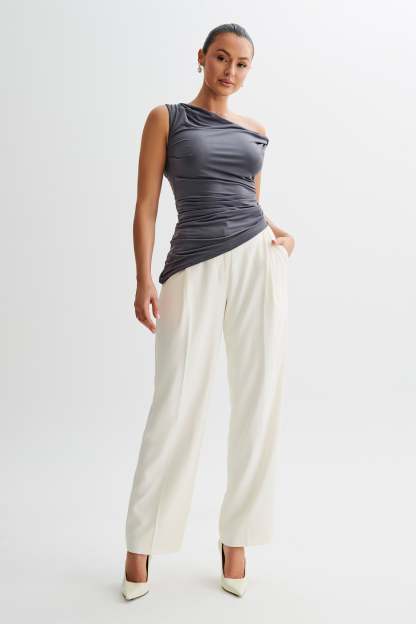 Prianyka Slinky Sleeveless Top - Charcoal-My Chic Way.All Rights Reserved