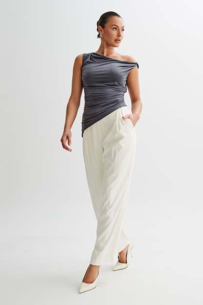 Prianyka Slinky Sleeveless Top - Charcoal-My Chic Way.All Rights Reserved