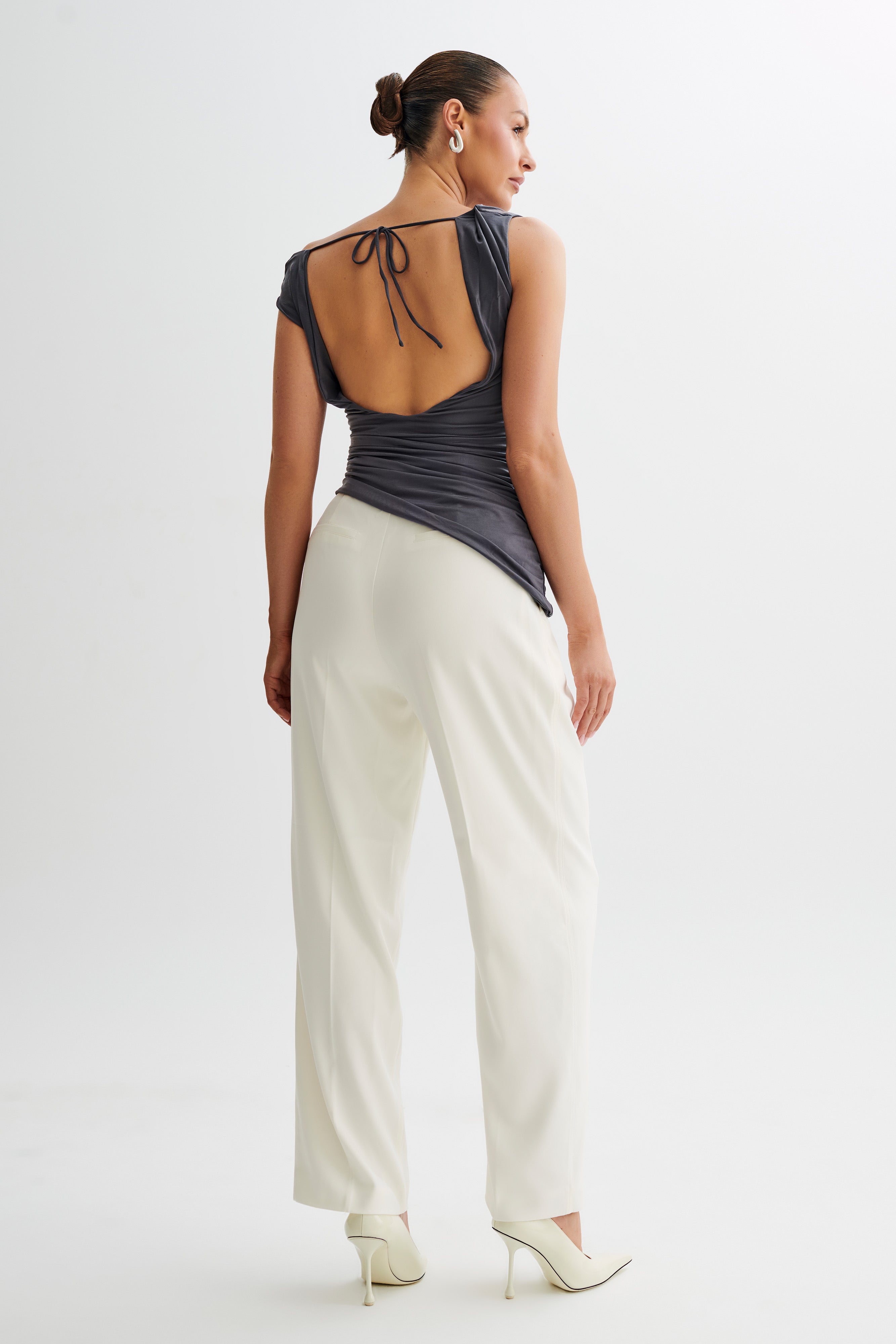 Prianyka Slinky Sleeveless Top - Charcoal-My Chic Way.All Rights Reserved