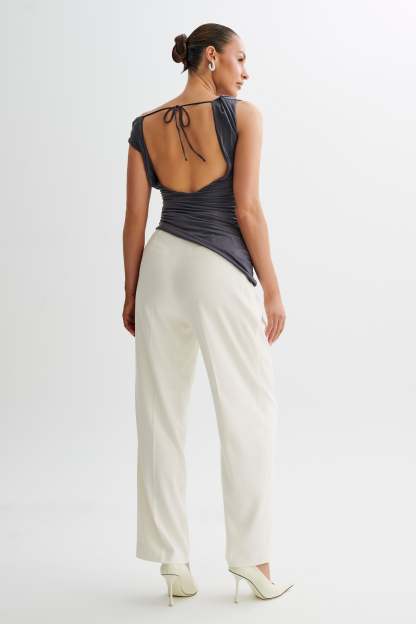 Prianyka Slinky Sleeveless Top - Charcoal-My Chic Way.All Rights Reserved