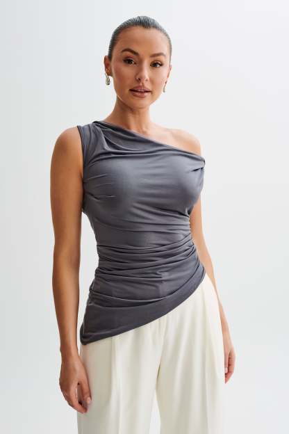 Prianyka Slinky Sleeveless Top - Charcoal-My Chic Way.All Rights Reserved
