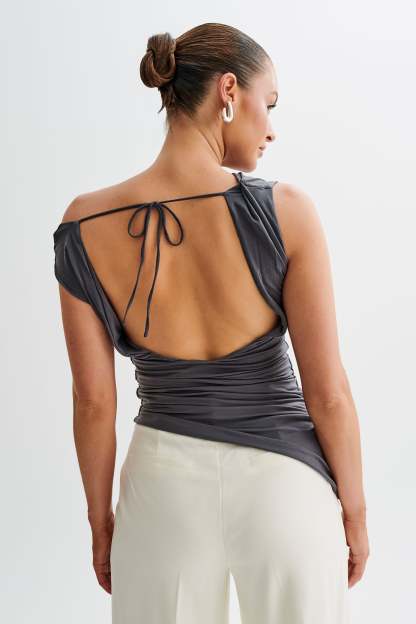 Prianyka Slinky Sleeveless Top - Charcoal-My Chic Way.All Rights Reserved