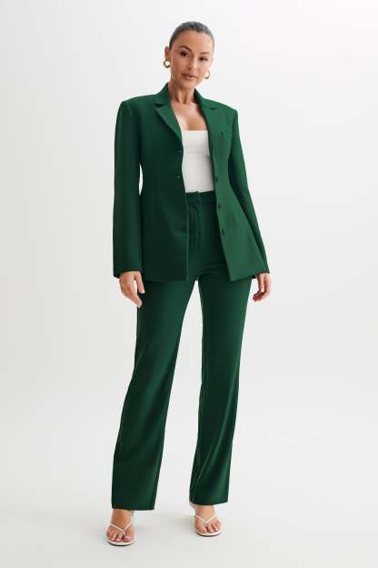 Greer Hourglass Suiting Blazer - Forest Green-My Chic Way.All Rights Reserved