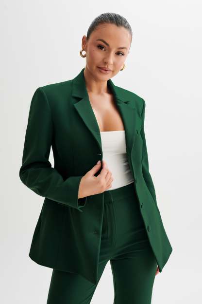 Greer Hourglass Suiting Blazer - Forest Green-My Chic Way.All Rights Reserved