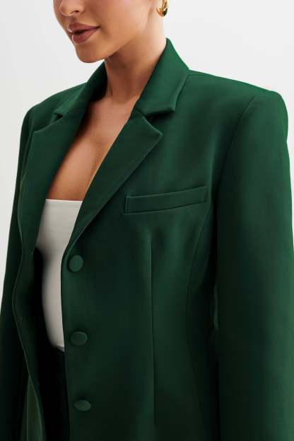 Greer Hourglass Suiting Blazer - Forest Green-My Chic Way.All Rights Reserved