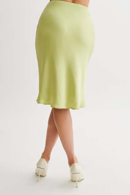 Allegra Satin Knee Length Skirt - Apple-My Chic Way.All Rights Reserved