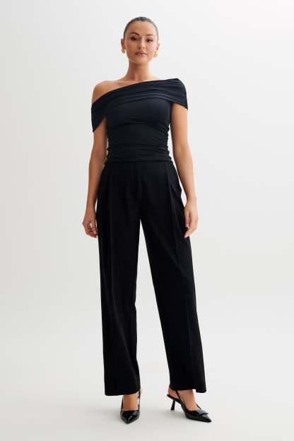 Cassandra Off Shoulder Slinky Top - Black-My Chic Way.All Rights Reserved