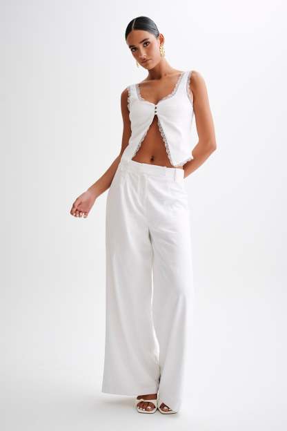 Franca Linen Sleeveless Top - White-My Chic Way.All Rights Reserved