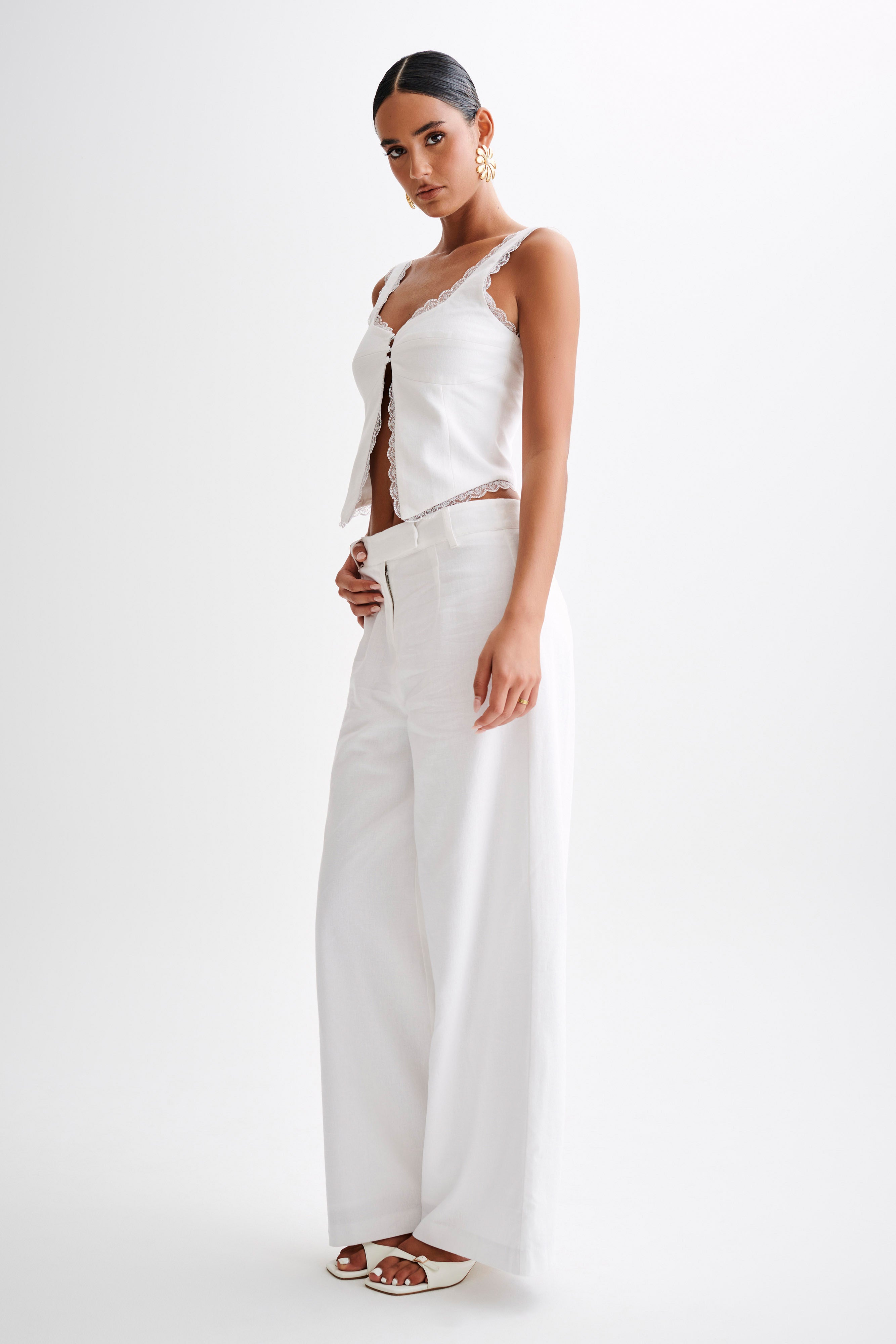 Franca Linen Sleeveless Top - White-My Chic Way.All Rights Reserved