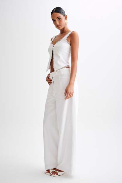 Franca Linen Sleeveless Top - White-My Chic Way.All Rights Reserved