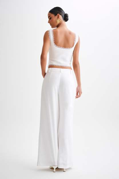 Franca Linen Sleeveless Top - White-My Chic Way.All Rights Reserved