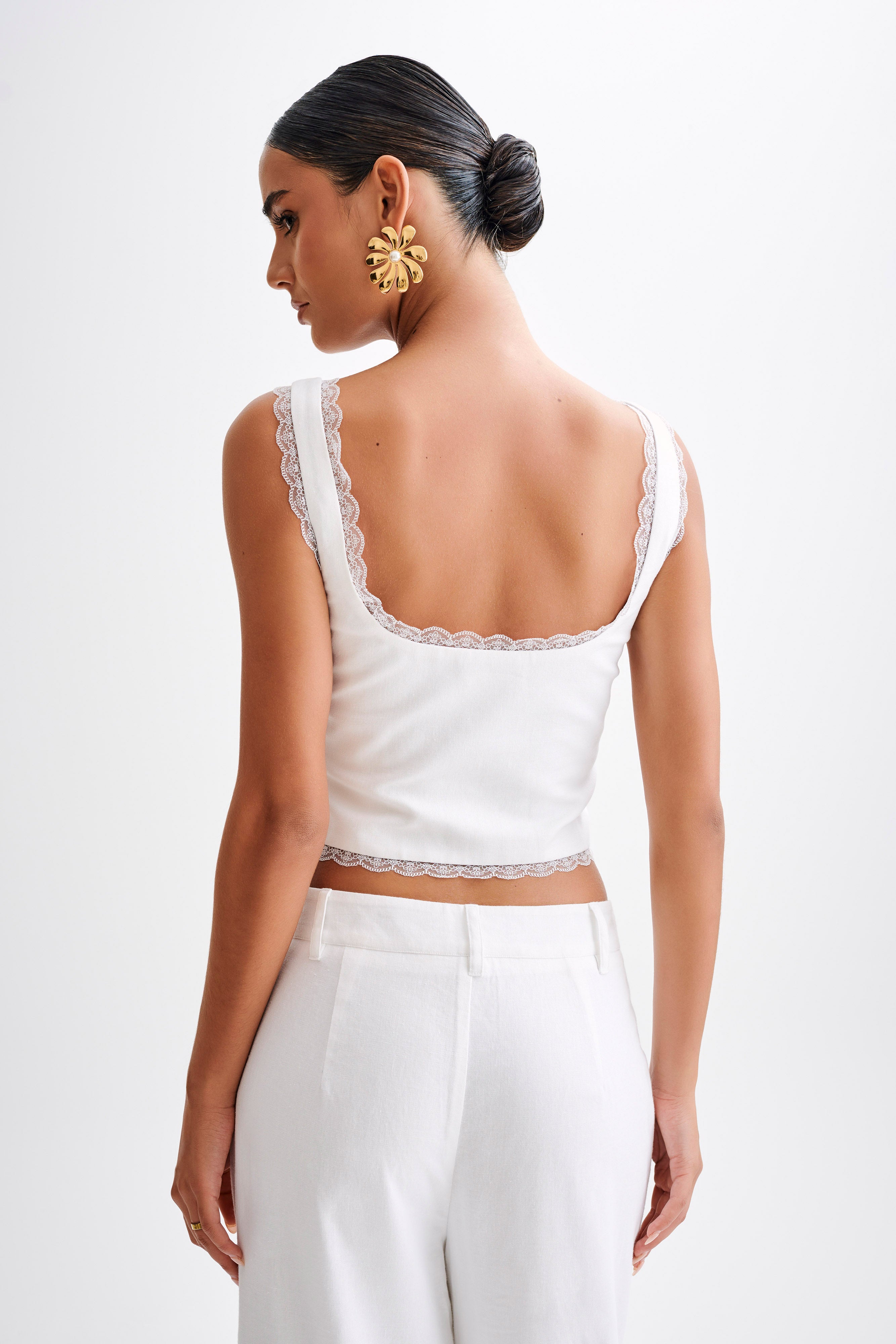 Franca Linen Sleeveless Top - White-My Chic Way.All Rights Reserved