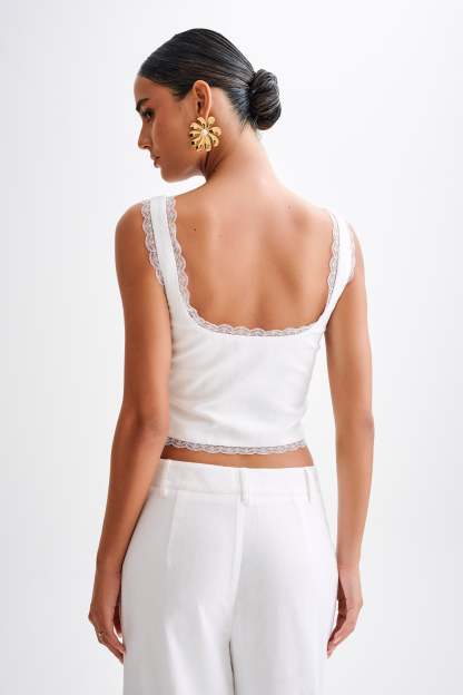 Franca Linen Sleeveless Top - White-My Chic Way.All Rights Reserved