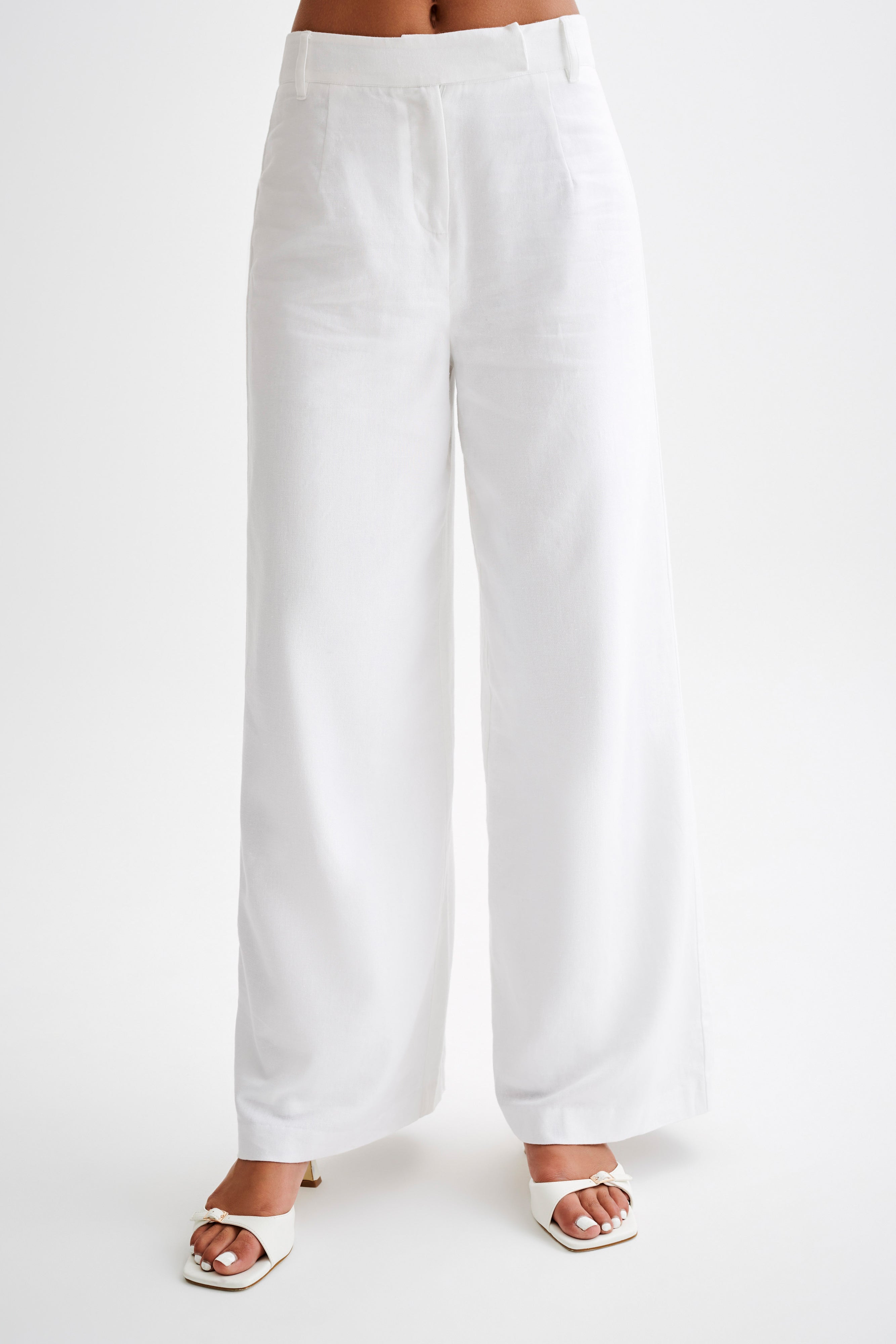 Franca Linen Wide Leg Pant - White-My Chic Way.All Rights Reserved
