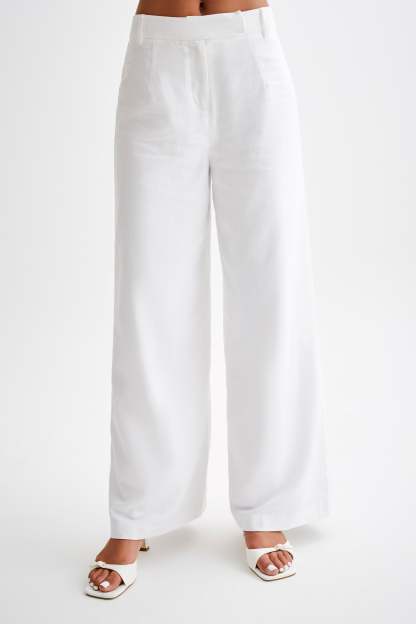 Franca Linen Wide Leg Pant - White-My Chic Way.All Rights Reserved