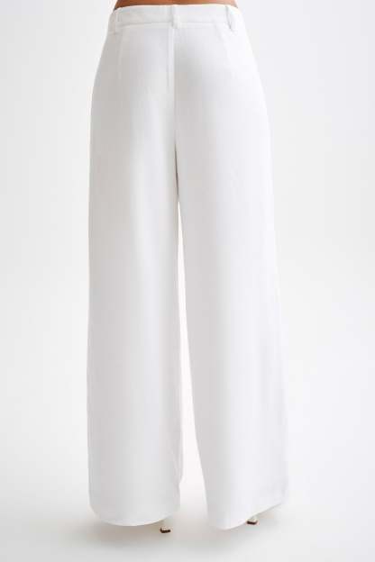 Franca Linen Wide Leg Pant - White-My Chic Way.All Rights Reserved
