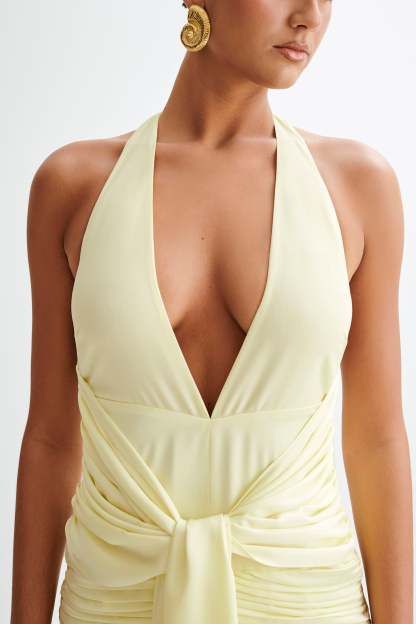 Ambrosi Satin Chiffon Mini Dress - Lemon Sherbet-My Chic Way.All Rights Reserved