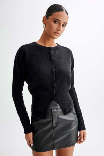 Genevieve Oversized Knit Cardigan - Black-My Chic Way.All Rights Reserved