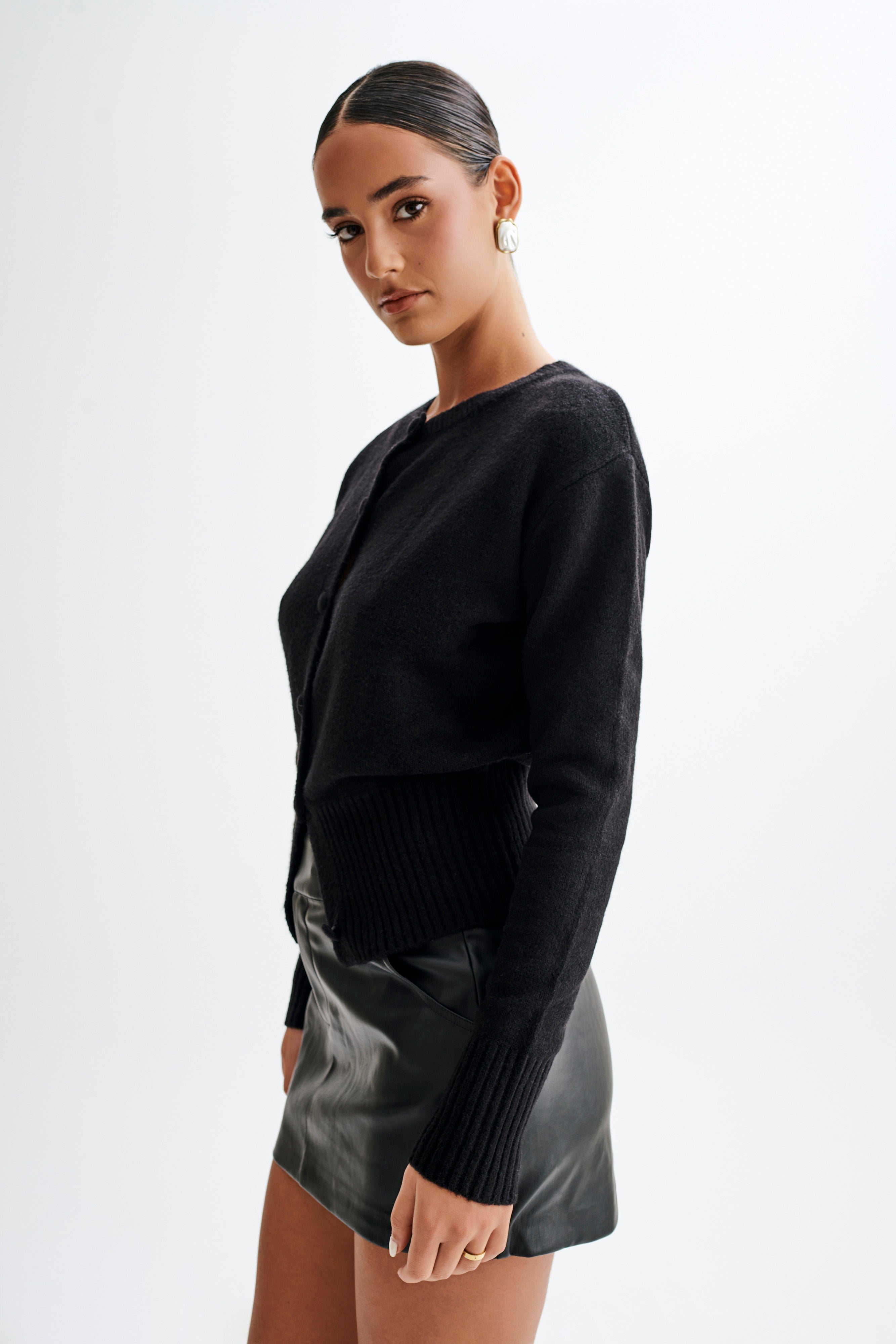 Genevieve Oversized Knit Cardigan - Black-My Chic Way.All Rights Reserved