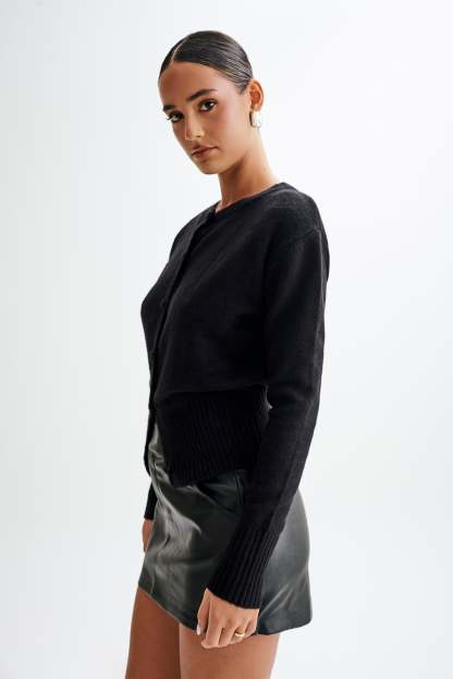 Genevieve Oversized Knit Cardigan - Black-My Chic Way.All Rights Reserved