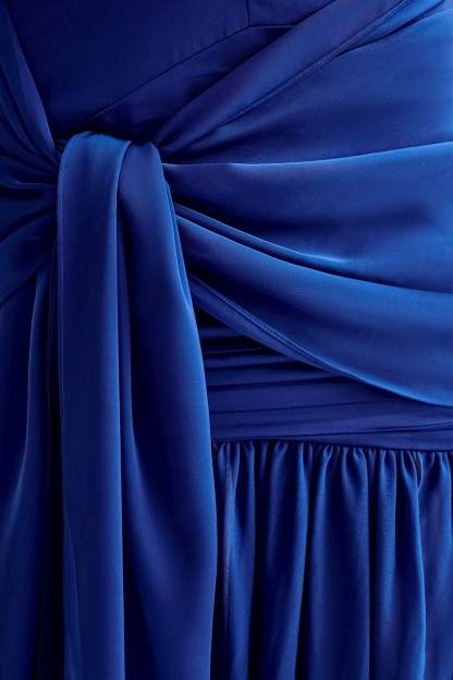 Graziana Satin Chiffon Plunge Maxi Dress - Cobalt Blue-My Chic Way.All Rights Reserved