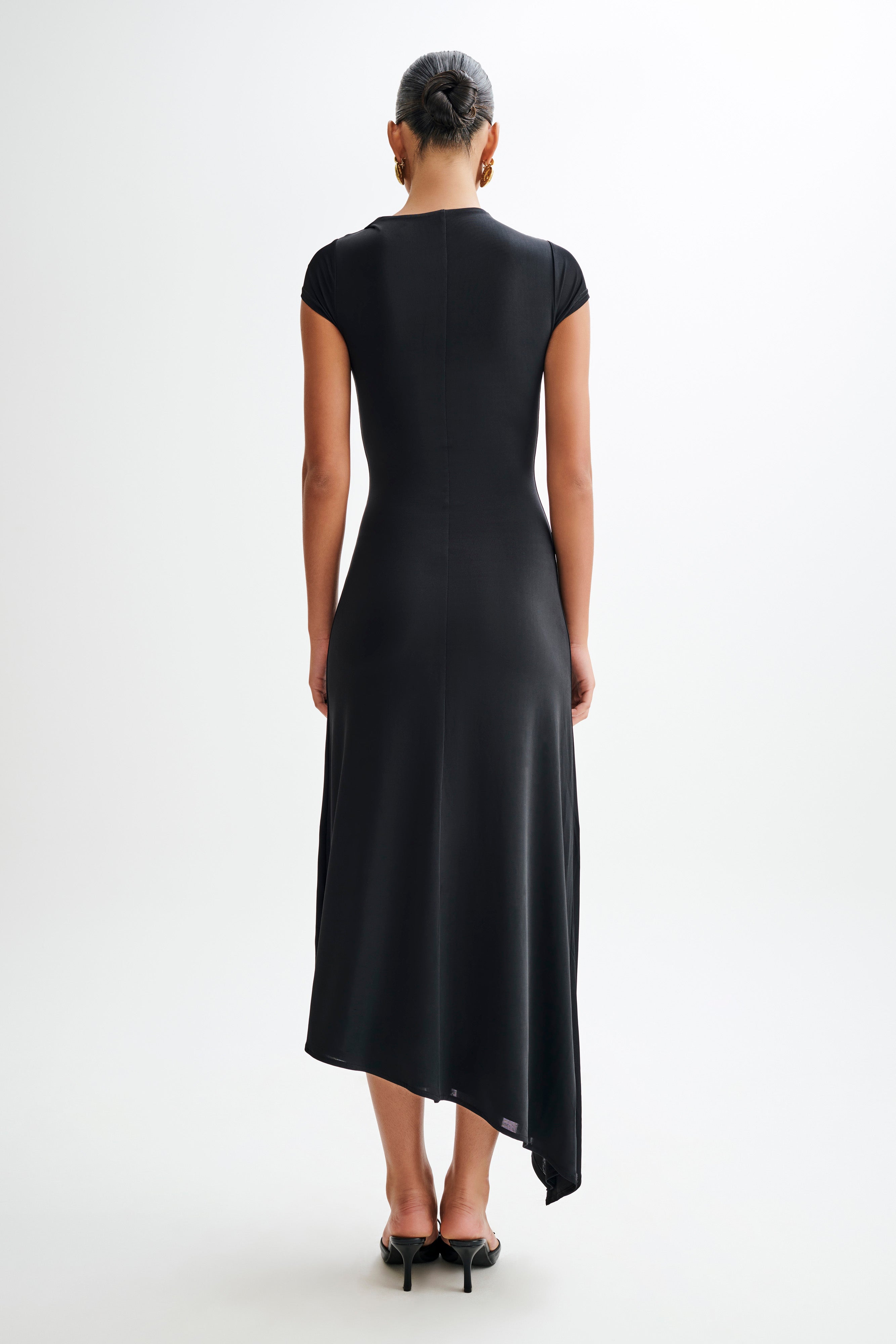 Ilaria Slinky Maxi Dress With Cut Out - Black-My Chic Way.All Rights Reserved