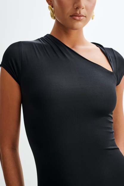 Ilaria Slinky Maxi Dress With Cut Out - Black-My Chic Way.All Rights Reserved