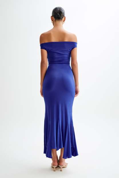 Analina Slinky Handkerchief Midi Dress - Cobalt Blue-My Chic Way.All Rights Reserved