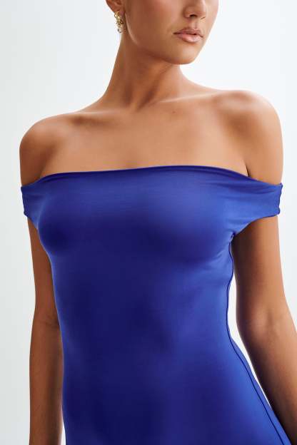 Analina Slinky Handkerchief Midi Dress - Cobalt Blue-My Chic Way.All Rights Reserved