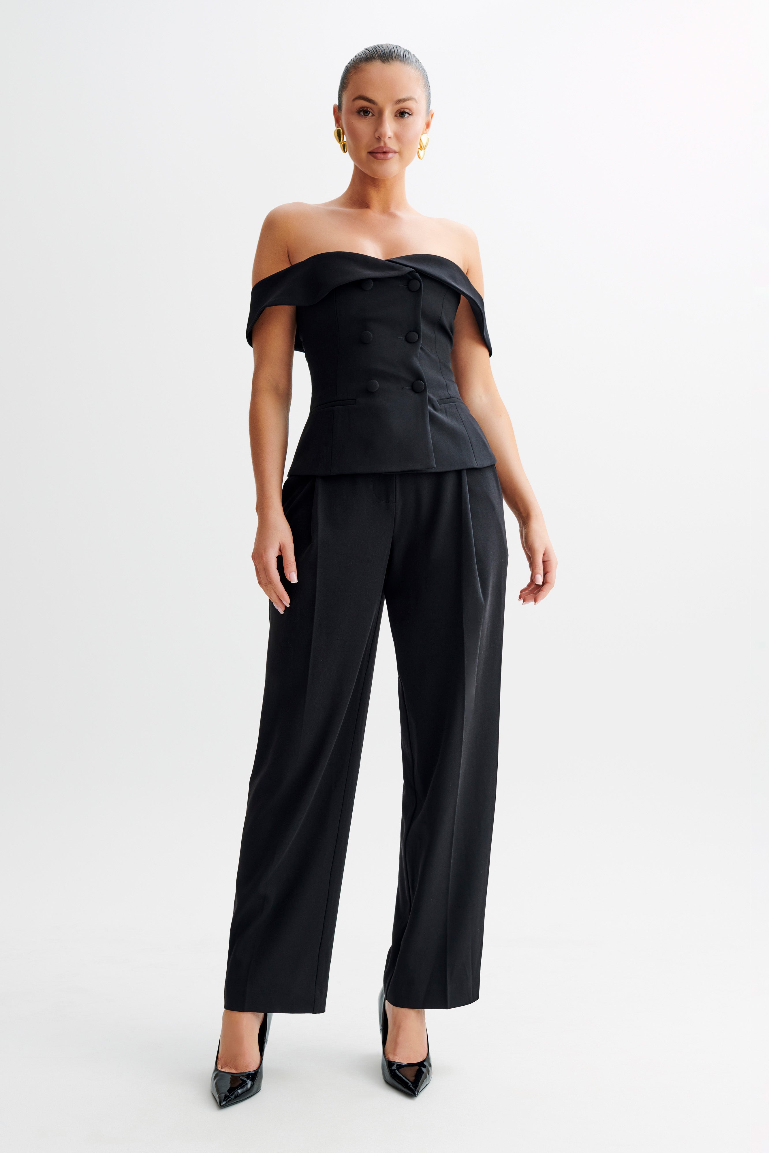 Krista Strapless Suiting Top - Black-My Chic Way.All Rights Reserved