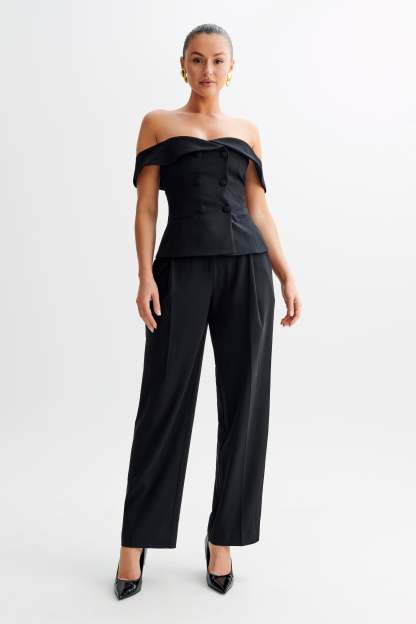 Krista Strapless Suiting Top - Black-My Chic Way.All Rights Reserved