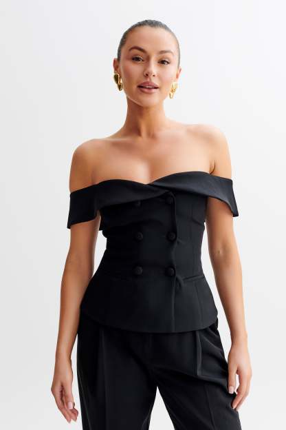 Krista Strapless Suiting Top - Black-My Chic Way.All Rights Reserved