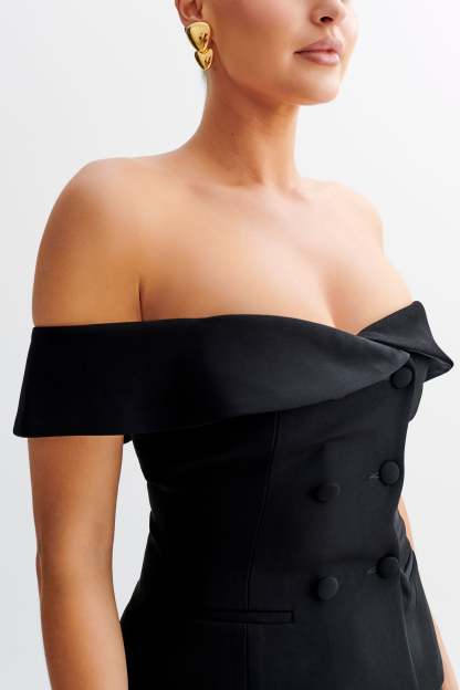 Krista Strapless Suiting Top - Black-My Chic Way.All Rights Reserved